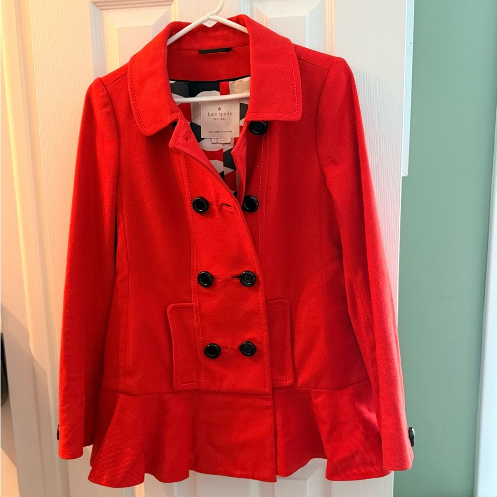 Kate Spade Vibrant Red Pea Coat